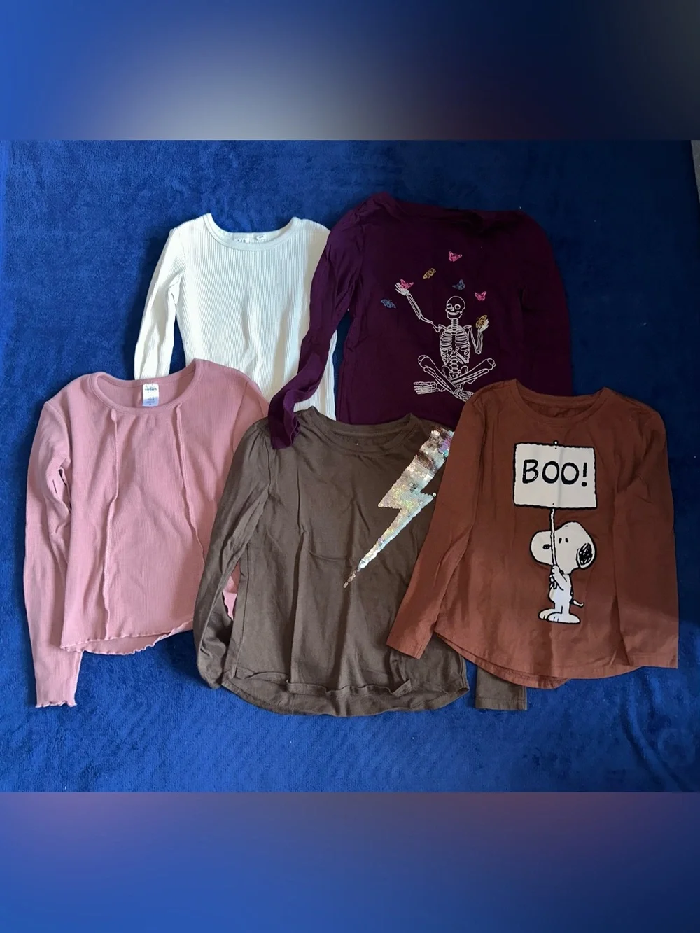 Gap Girls Size Small S Lot of 5 Long Sleeve T-Shirts Rust Beige Carters Snoopy